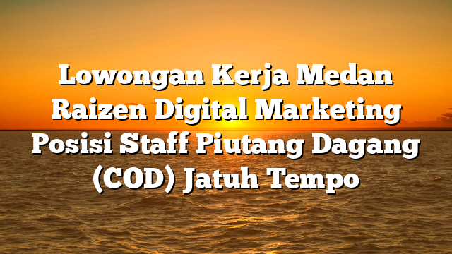 Lowongan Kerja Medan Raizen Digital Marketing Posisi Staff Piutang Dagang (COD) Jatuh Tempo