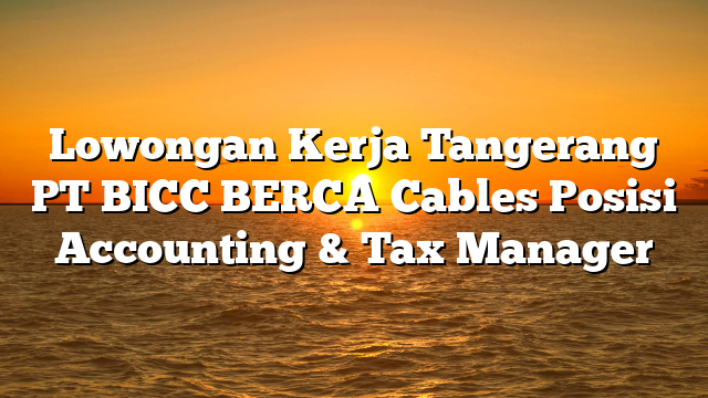 Lowongan Kerja Tangerang PT BICC BERCA Cables Posisi Accounting & Tax Manager